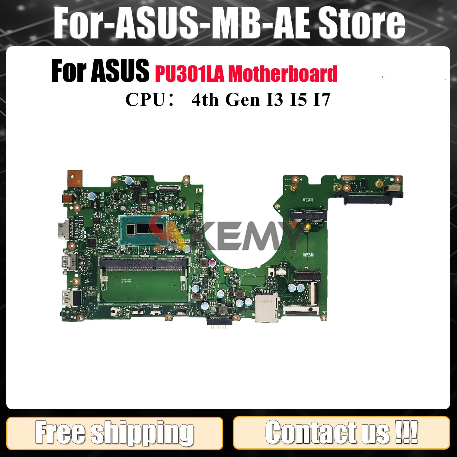 

PU301LA Материнская плата для ноутбука ASUS VivoBook PU301L PU301LA Материнская плата для ноутбука с процессором I3 I5 I7 100% тестирование ОК быстрая доставка stk