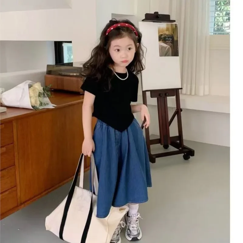 2024New Spring Autumn Summer Girls Kids Denim cotton Short skirts Fashion Casual Comfortable Cute Baby Children Clothing E4301