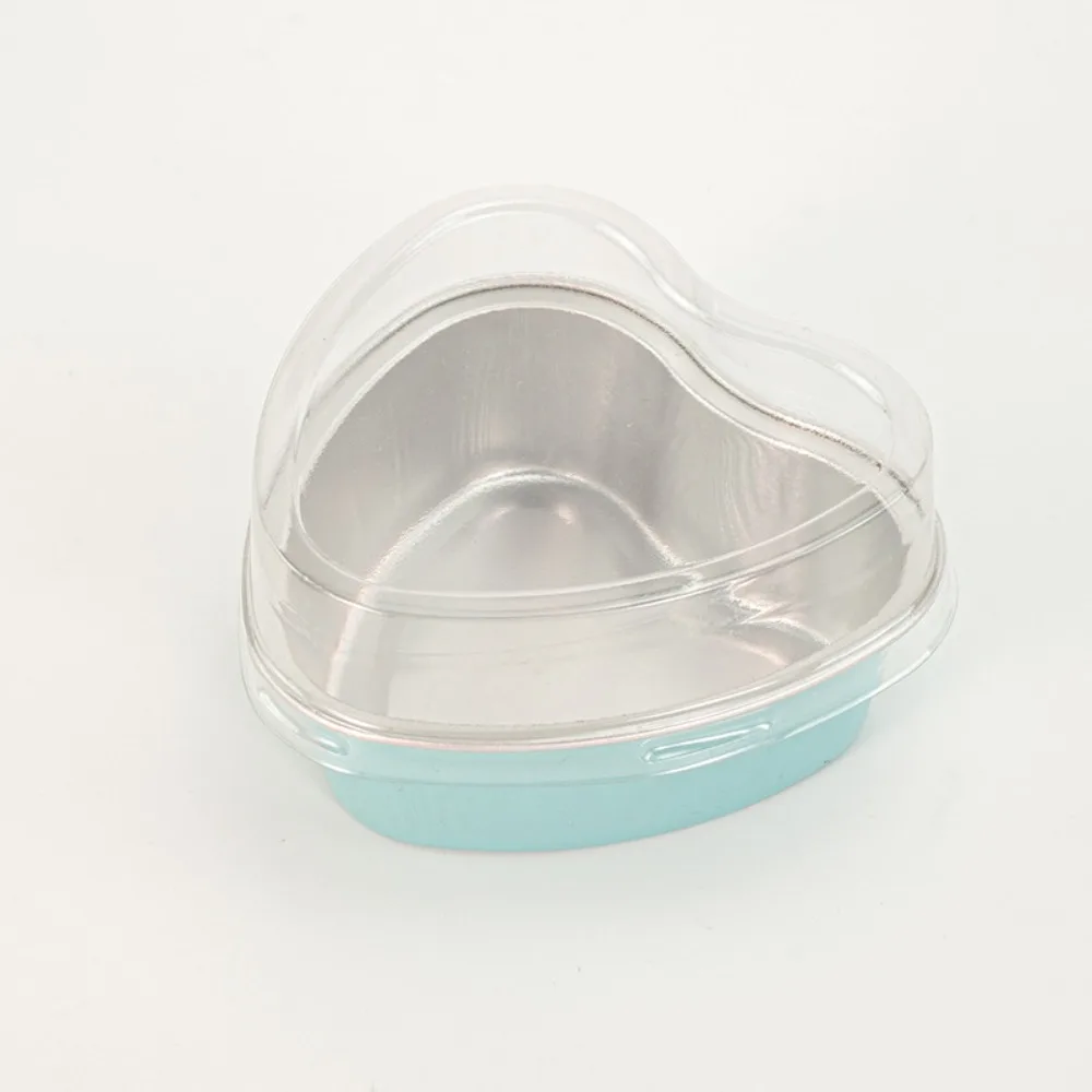 

50 Pack Gift With Lids Heart Shaped Cake Pans Aluminum Material Small Size Disposable Cupcake Pans Aluminum Foil Pans Birthdays