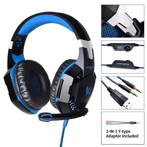 Bilashmart Wired Gaming Headsets Big Headphones with Led Light Mic Stereo Earphones Deep Bass for PC Computer Gamer Laptop PS4 New X-BOX