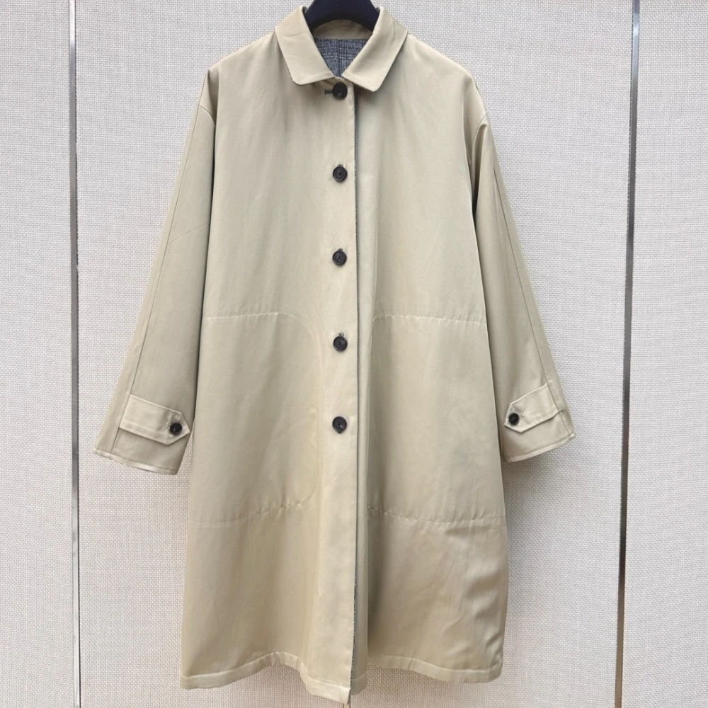 Spring Reversible Long Trench Coat for Women