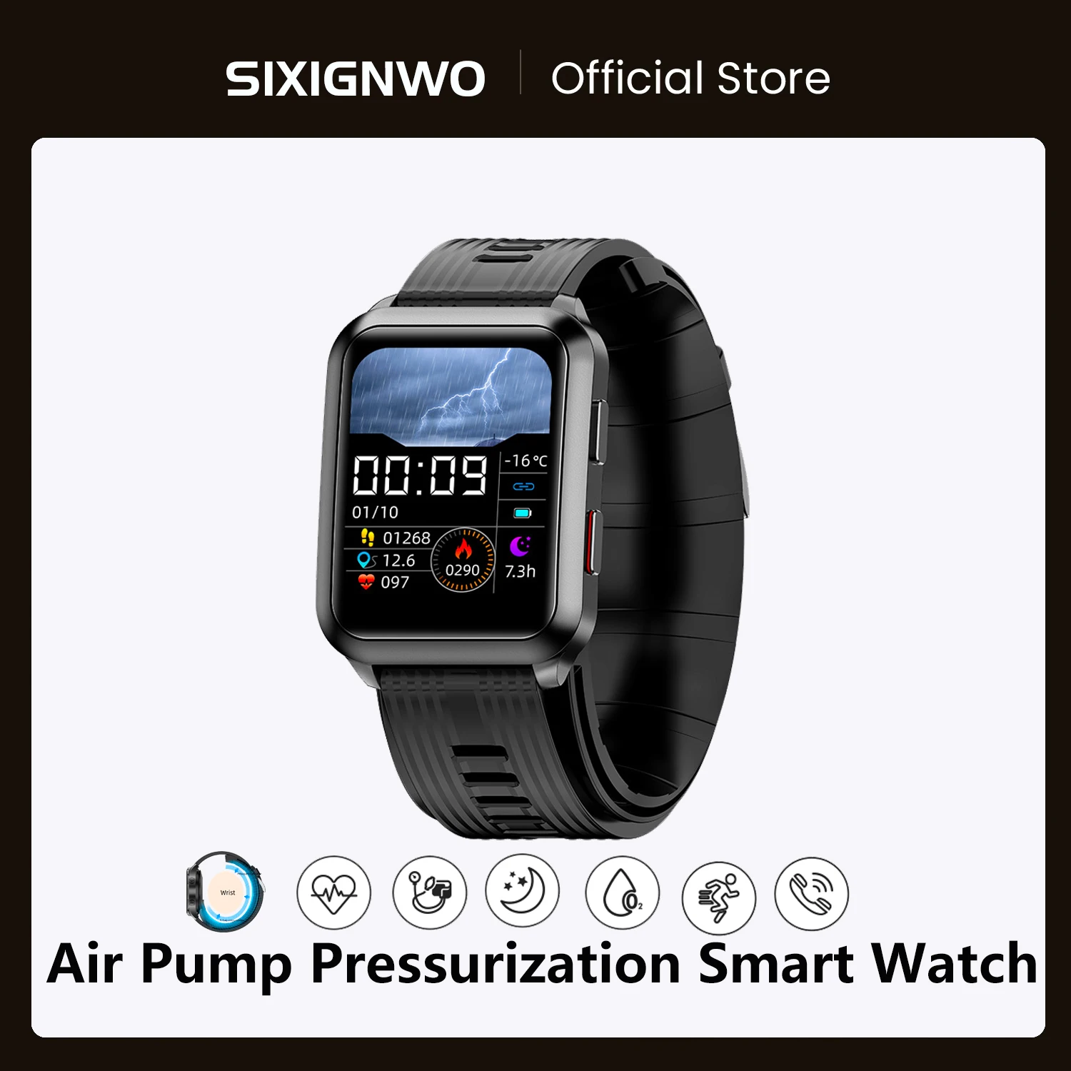 

Smart Watch Air Pump Blood Pressure Monitor Heart Rate Blood Oxygen Sleep Monitoring Body Temperature Health Fit Device Smartwat