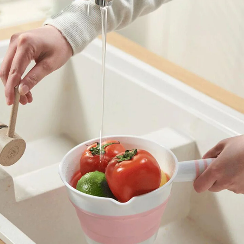 

Foldable Water Ladle Collapsible Kitchen Scoop Multi-Use Vegetable Basket Hanging Design Space Saving Portable Bath Hair Washing