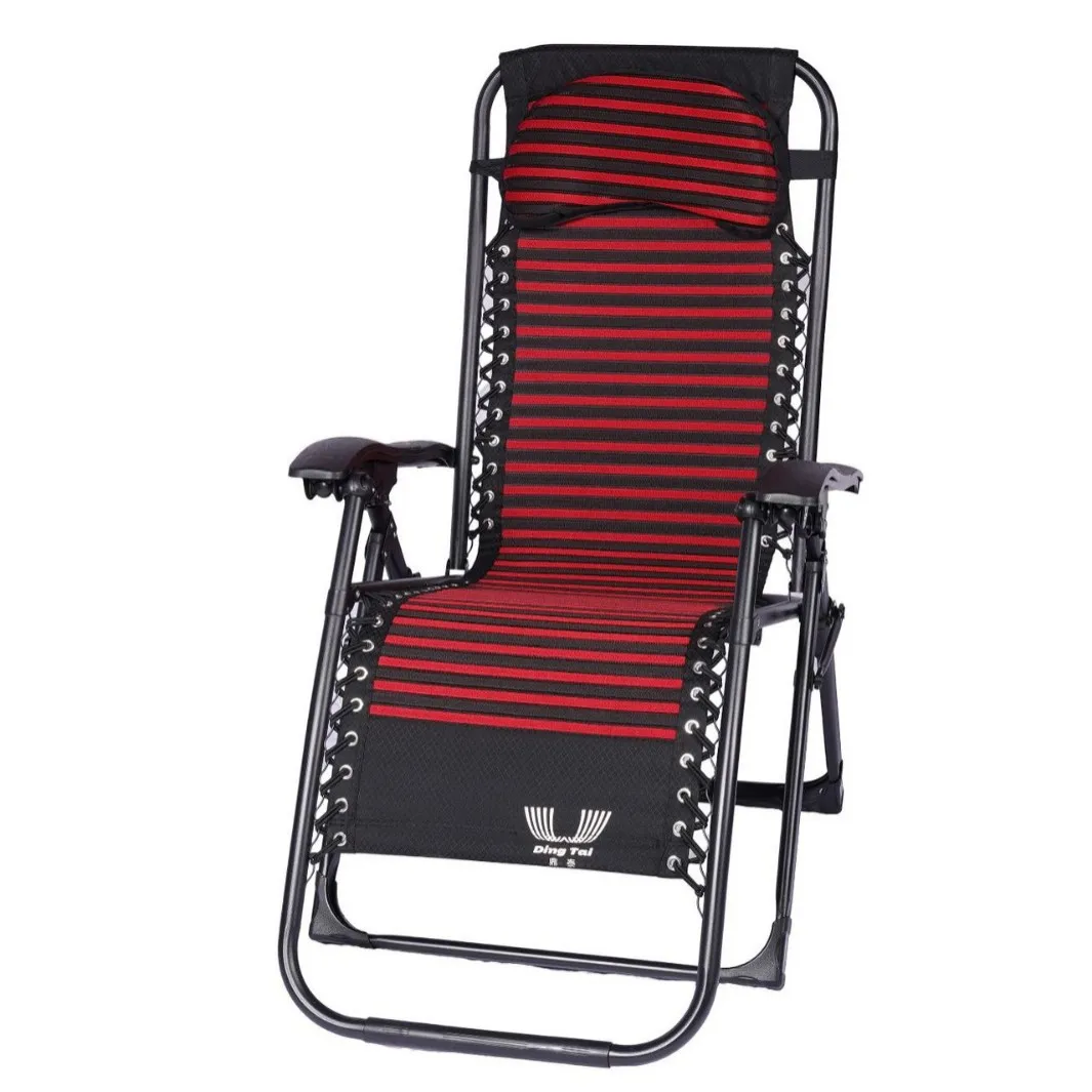 كرسي استلقاء قابل للطي مع مسند ظهر أسود، مريح لكبار السن في الهواء الطلق وحمامات الشمس المنزلية #5