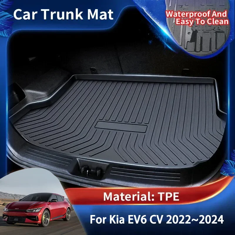 For Kia EV6 CV 2022~2024 2023 GT Line TPE Car Boot Liner Cargo Rear Trunk Mat Luggage FLoor Tray Waterproof Carpet Auto Parts