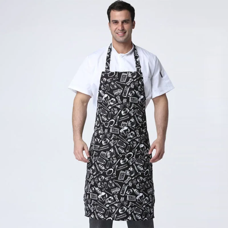 Avental de chef de cozinha, café, loja, mulher e homem, garçom, churrasco, restaurante, cor sólida, trabalho de cozinha, halterneck