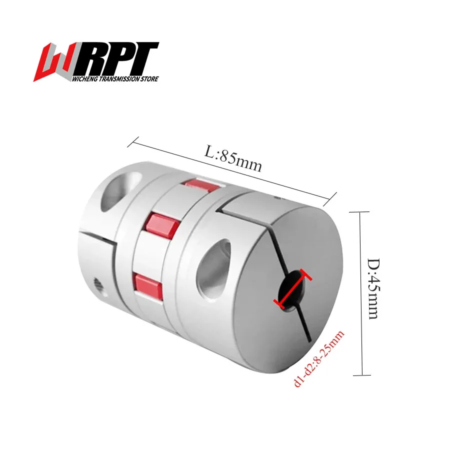 Plum Blossom Coupling Star Screw Encoder Elastic High Torque Coupling Servo Motor Aluminum Coupling XB-45X85