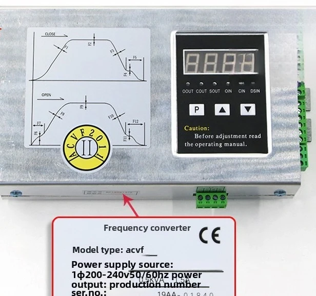 

The product is suitable for door crane inverter door crane controller TYPE: ACVF 0.37 KVA 1.5A0.5KVA