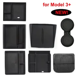 For Tesla Model 3 Highland 2024 Storage Box Model3 2025 Center Console Armrest Storage Box Cup Mats Stowing Tidying Accessories