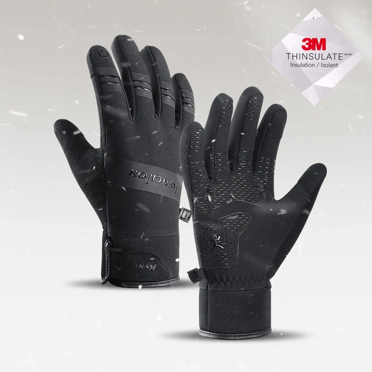 

Black Winter Warm Full Fingers Waterproof Cycling Outdoor Sports Running Motorcycle Ski Touch Screen Fleece Gloves