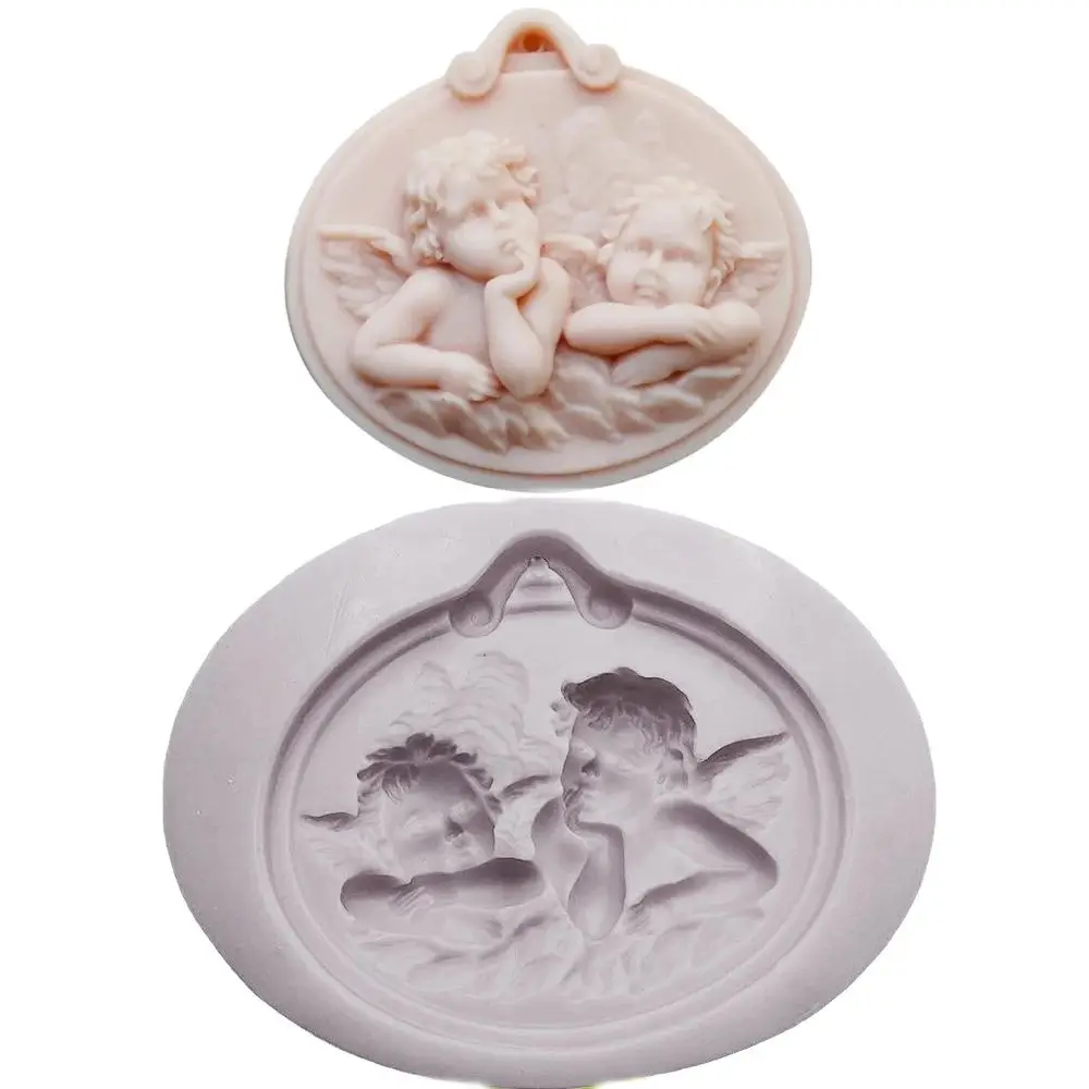 Two Angels Shape Silicone Fondant Mold Chocolate Cake Topper Sugarcraft Baking Mould DIY Resin Clay Plaster Cute Baby