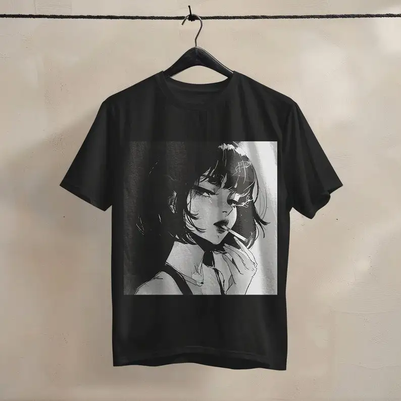 

90s Anime Girl T-Shirt | Alt Anime Clothes 90s Grunge Aesthetic Pastel Goth Japanese Harajuku Fashion