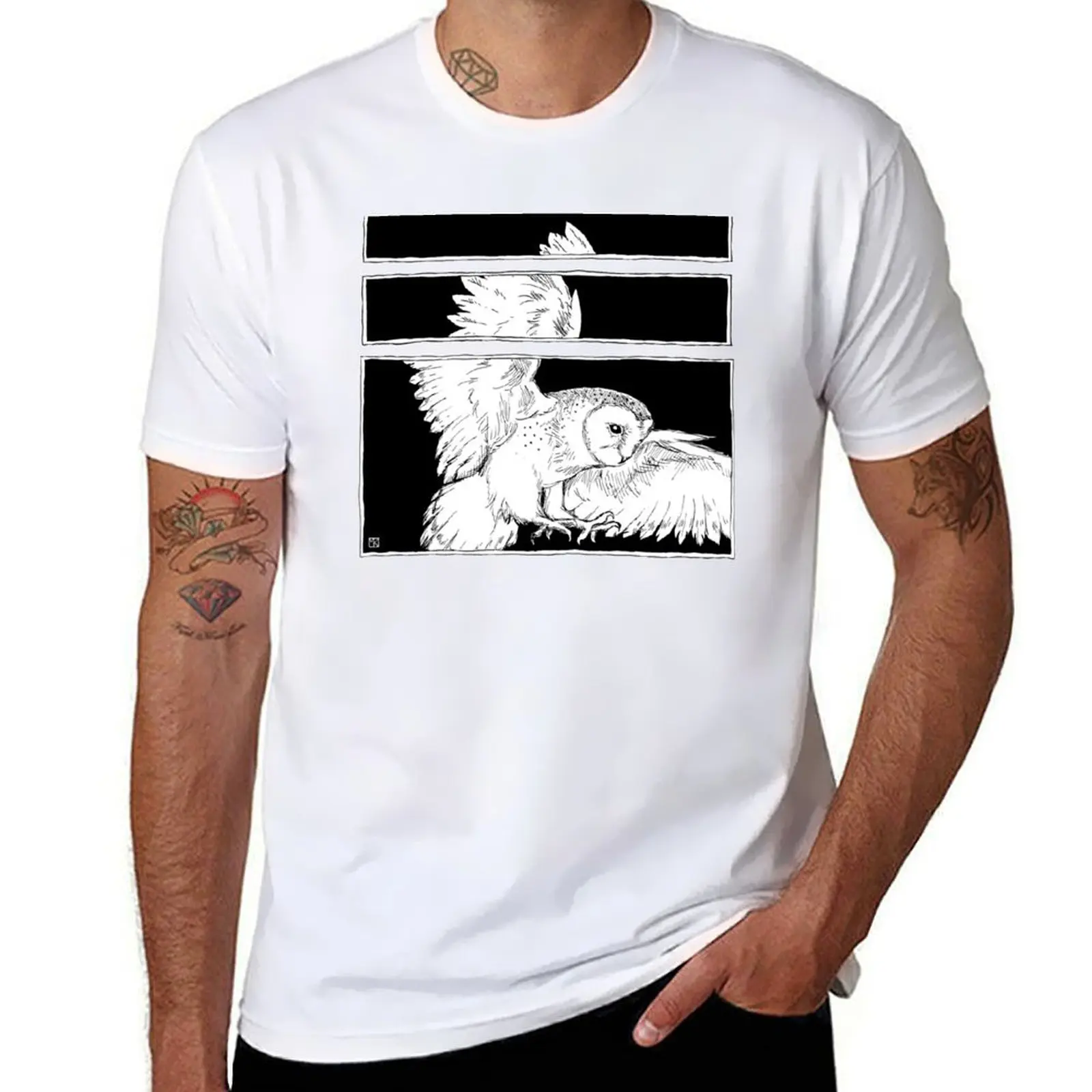 

White Owl T-Shirt t shirts for man pack cotton t shirt man casual T-Shirt