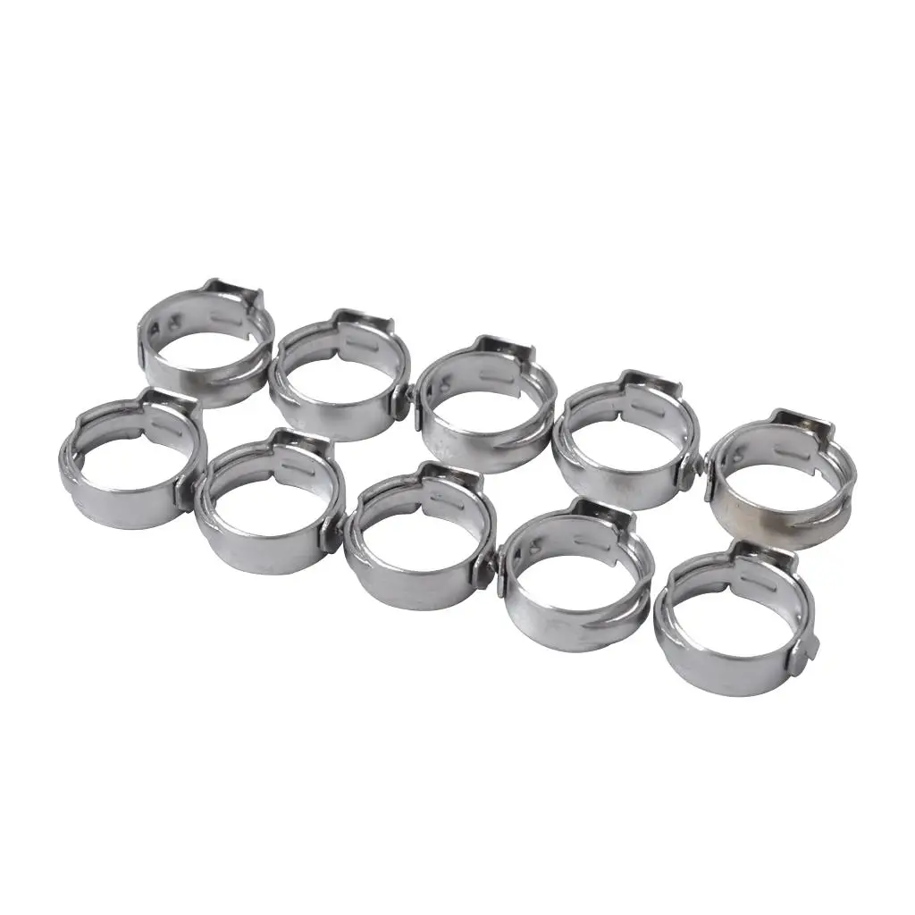 10Pcs Stainless Steel Car Home Appliance Single Ear Hose Clamps 5.3mm-6.5mm