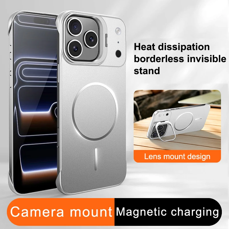 Rahmenlose Metall-Kamerahalterung Handyhülle für iPhone 17 Pro Max 17 Pro 16 15 14 13 Pro Max für MagSafe Magnetische Schutzhülle