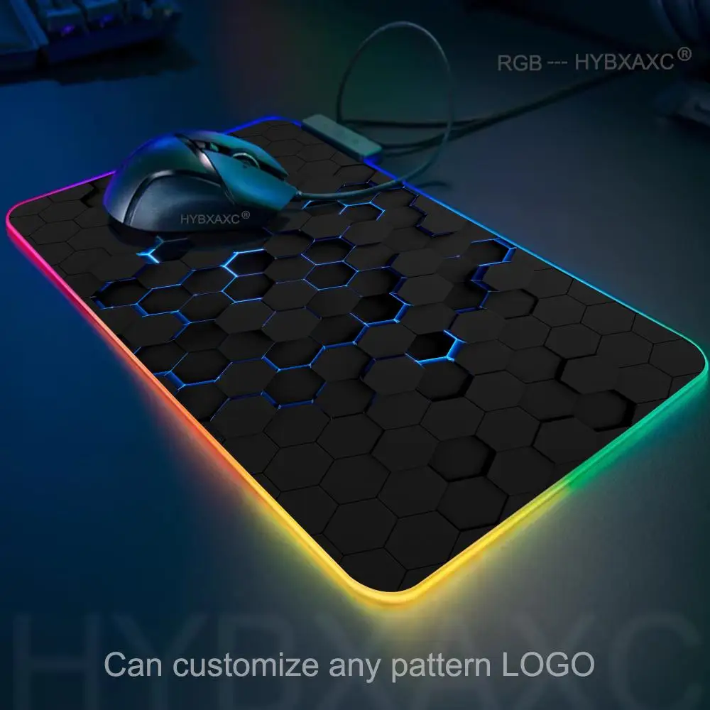 Black Trendy cool & simple style Mouse Pad RGB Gaming Mouse Pad Desk Mat Gamer Large LED Light XXL MousePads PC Computer Carpet