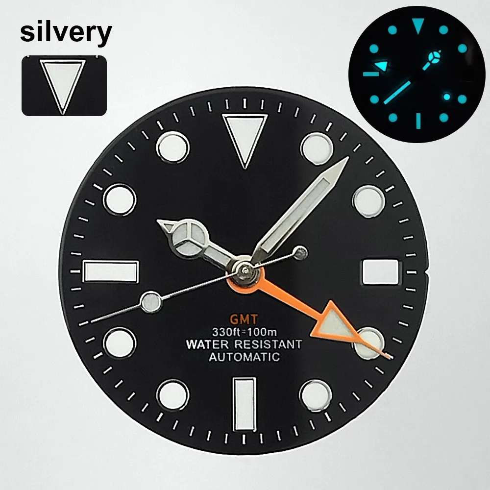 39,5-mm-GMT-Gehäuse, geeignet für das NH34-Uhrwerk, mit Saphirglas, Uhrenarmband, Zifferblatt, Zeiger, Uhrenteile und Zubehör. – Detail 4