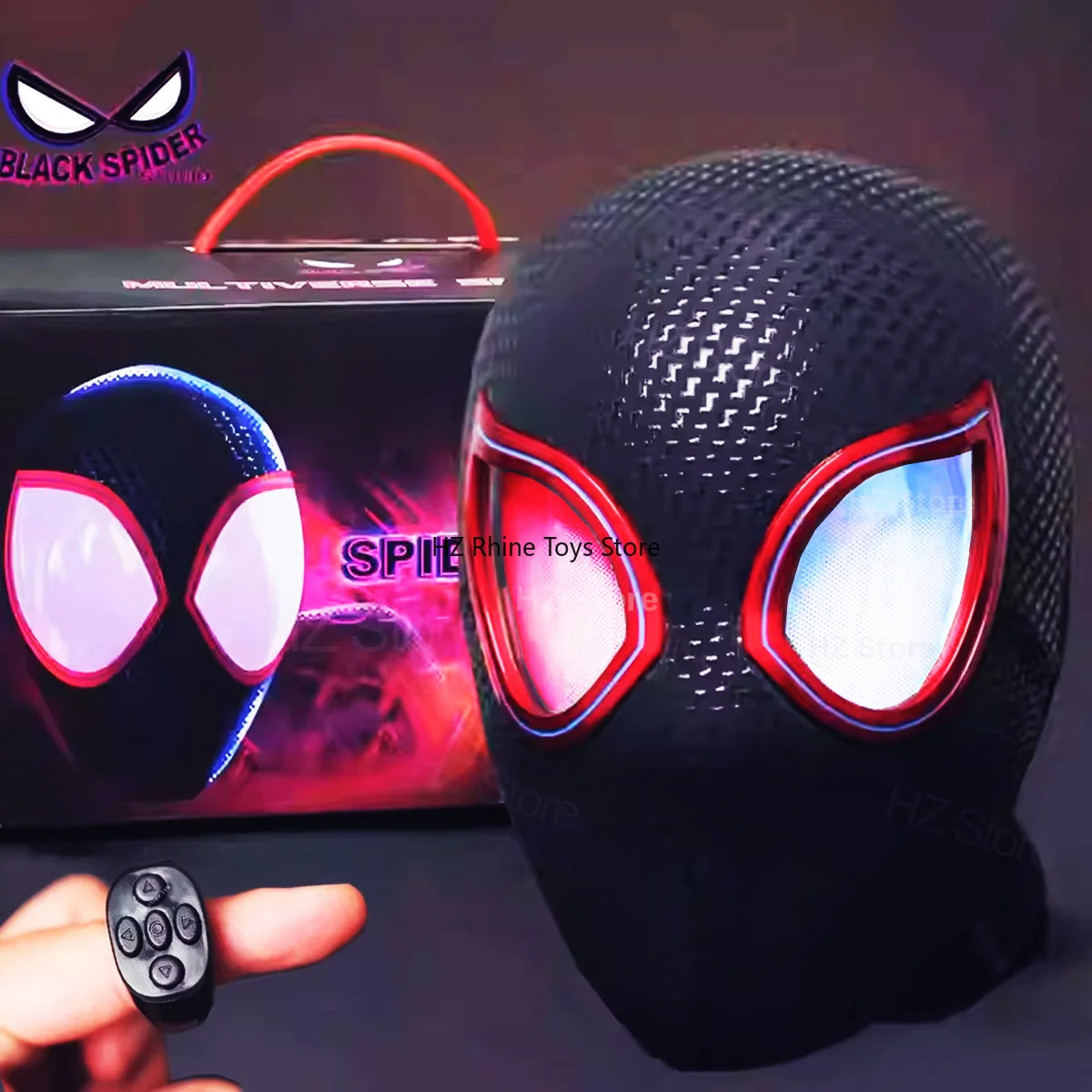 1-1-miles-morales-mask-with-movable-eyes-mascara-electric-gwen-spider-helmet-ring-control-halloween-cosplay-mask-toy-man-gift