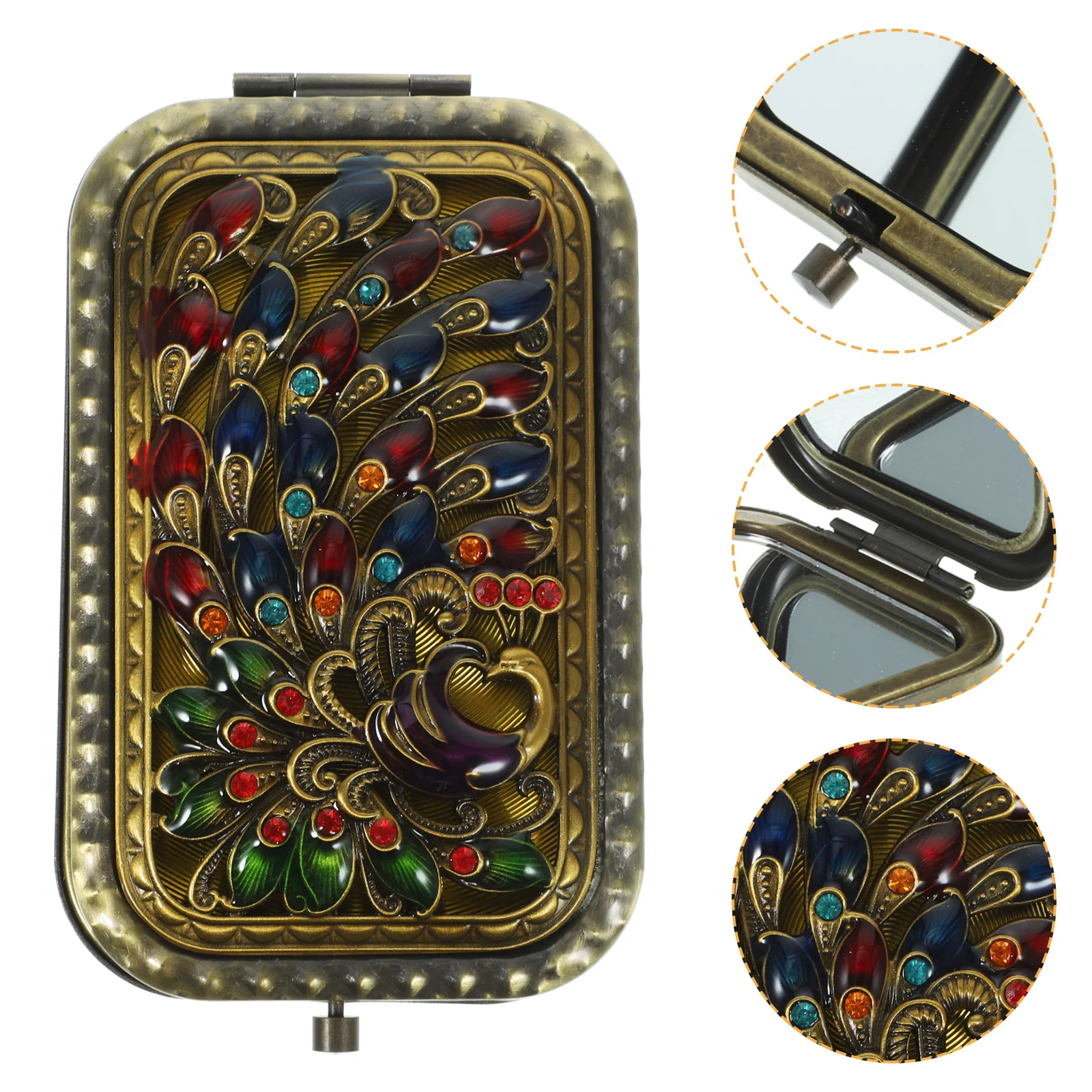 

Mini Double Side Makeup Mirror Vintage Design Compact Portable Exquisite Chic Glossy Surface Great Gift Choice for Women Friends