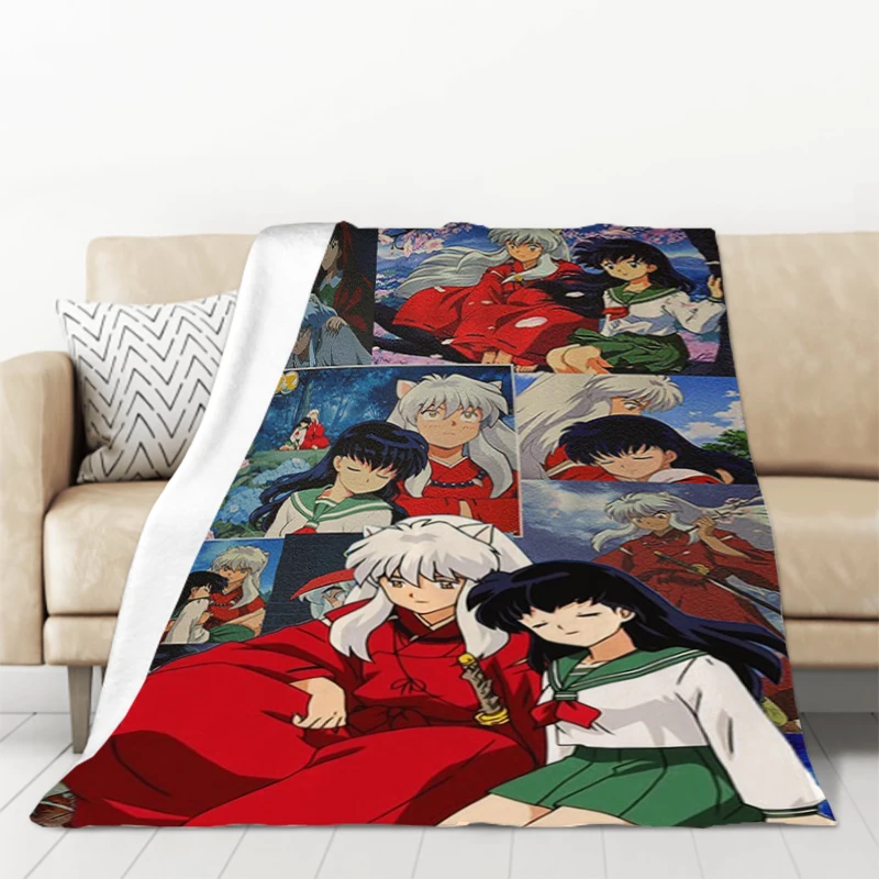 Inuyasha Custom Blanket Sofa Blankets for Winter Microfiber Bedding Knee Warm Fleece Fluffy Soft Decorative Thick Children's