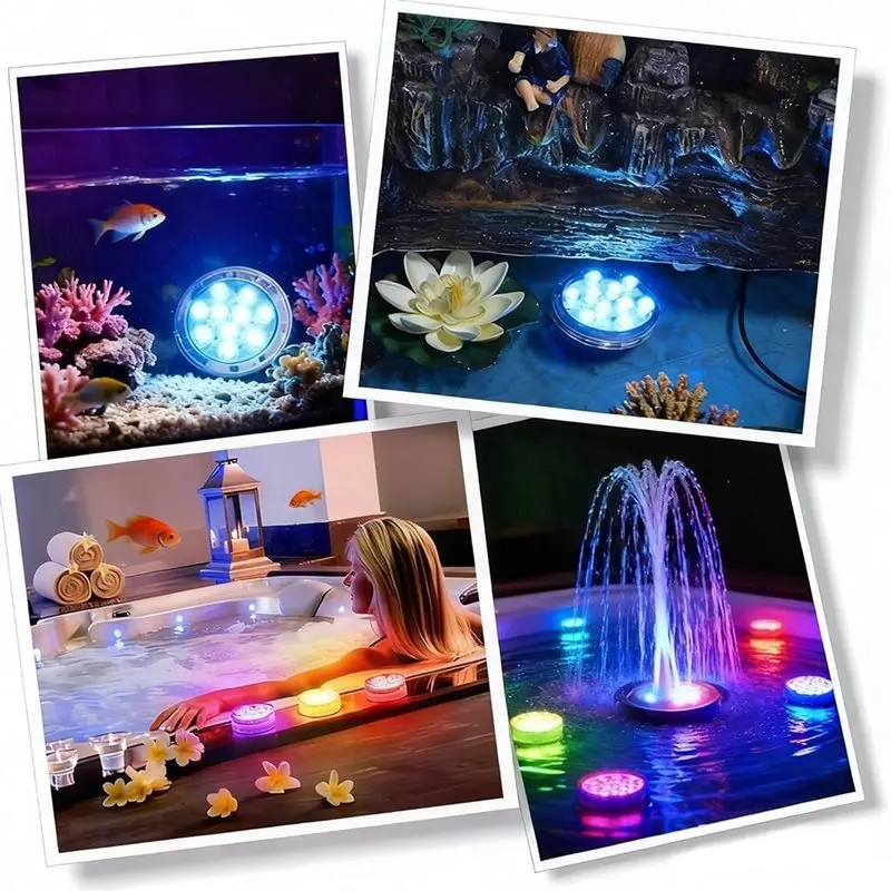 ABRW-Waterproof LED Submersible Lights With Remote, 16 Colors, 4 Modes For Pools, Bathtubs, And More