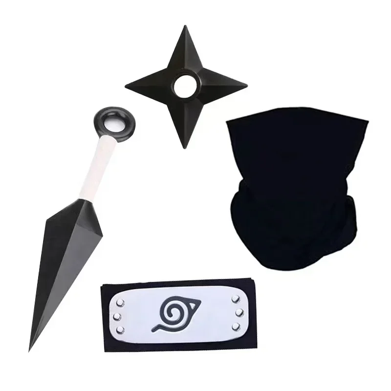 Anime Naruto Cosplay Kakashi Accessories Toys Action Figure Gloves Headband Kunai Mask Uchiha Gloves Set Gift
