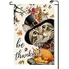 Be Thankful Thanksgiving Cat Garden Flag 12x18 Inch Vertical Double Sided Fall Harvest Turkey Maple Leaves Small Flags Farmh jjp