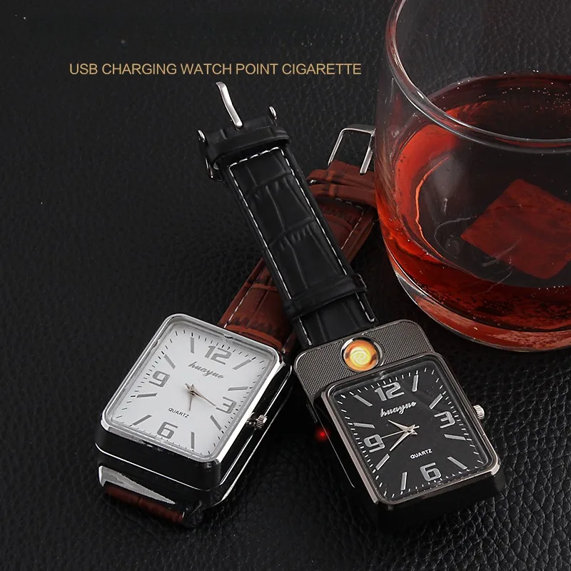 Smart Watch Tungsten Cigarette Lighter USB Rechargeable Smoking Accessories Outdoor Windproof Portable Lighters High-end gifts