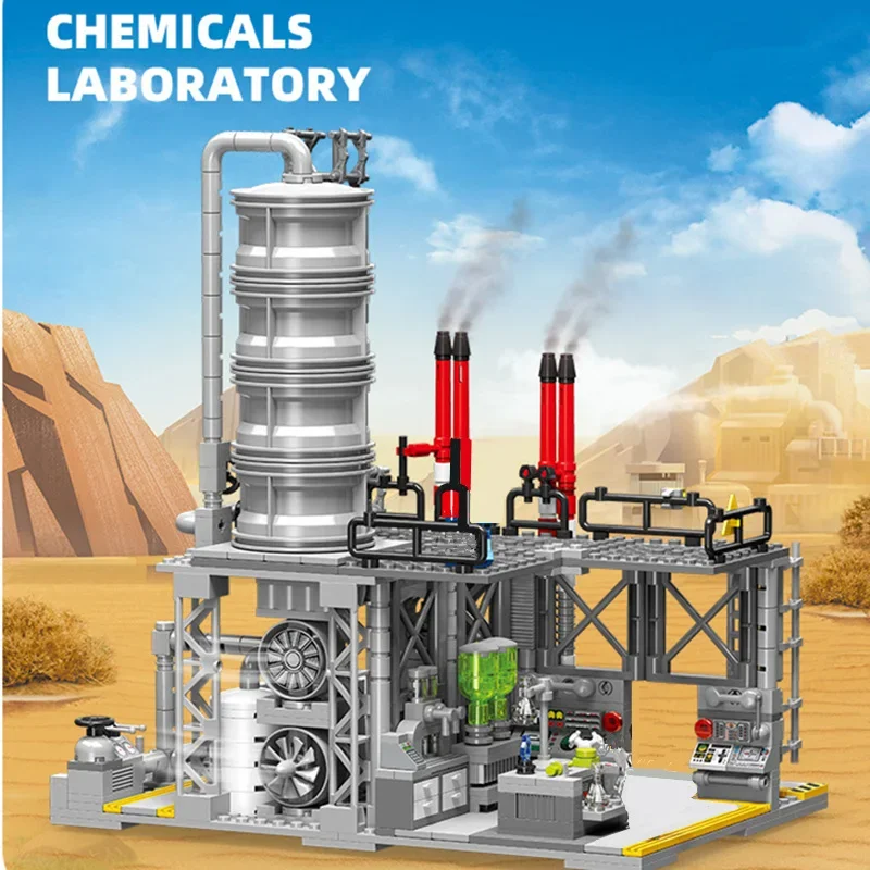 Chemical Lab Plant City Natural Gas Storage Turck Transportation Center Model Building Blocks Bricks Toys Birthday Gift Boys Set