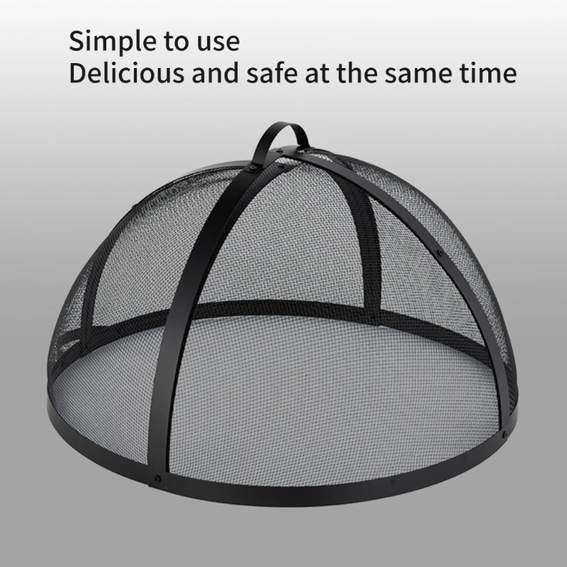 Portable Pit Screen Round Steel Mesh Cover for Outdoor Use with Handle 203C