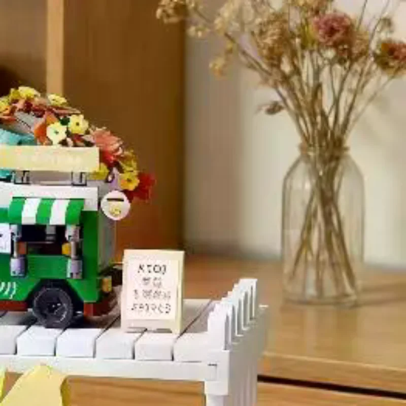 Ice Cream Shop Building Blocks Set for Adults Mini Food Truck Model Birthday Gift Collectible Toy Decoration