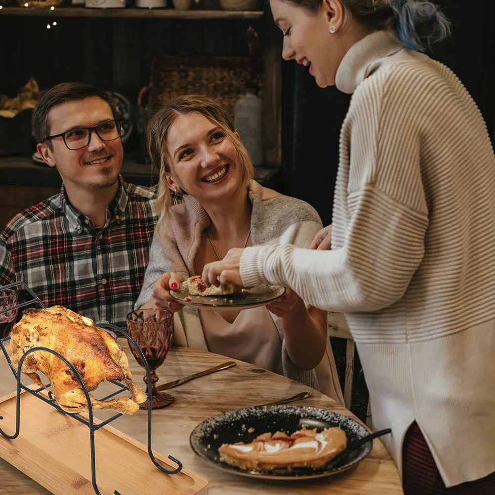 

Bbq Chicken Grill Stand Alloy Roaster Tool Smooth Surface Easy Clean Grill Rack for Party Outdoor Cooking Chicken Barbecue Stand