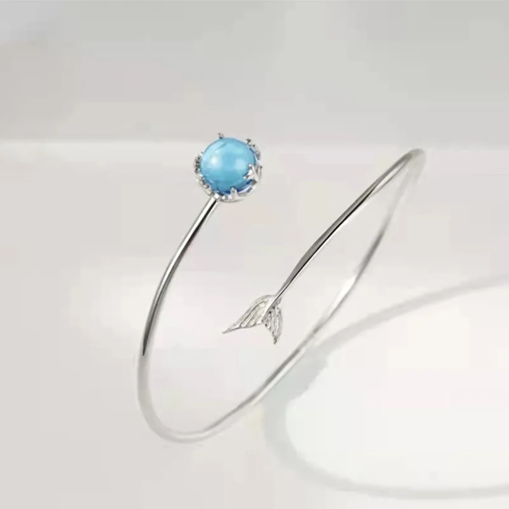 

Mermaid Tail Charm Open Adjustable Bracelet Simple Metal Bracelet Jewelry Gift for Women Fashion Hand Ornament