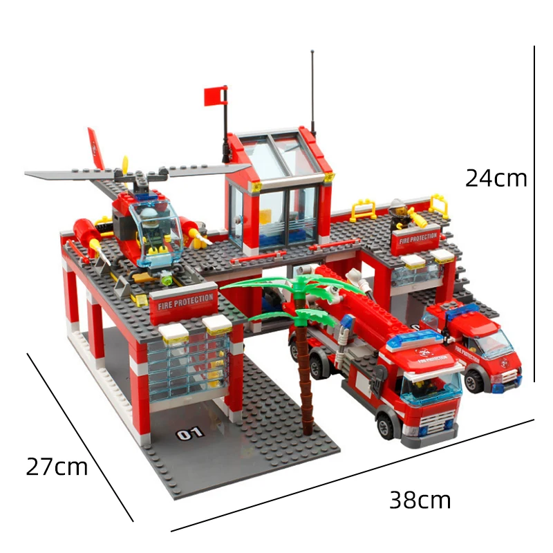 Building Blocks City Fire Station Model 774pcs Compatible Construction Firefighter man Truck Enlighten Bricks Toys Children