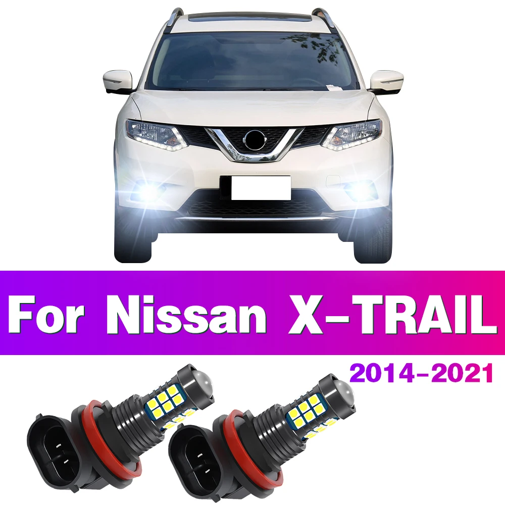 LED Car Front Fog Light Lamps Bulb For Nissan X TRAIL XTRAIL X-TRAIL T32 2014 2015 2016 2017 2018 2019 2020 2021 Auto Accessory