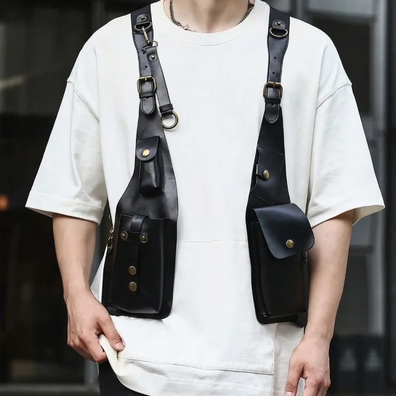 

Новый маленький жилет, приятный для кожи жилет на плечо с несколькими карманами, дизайн ремня из искусственной кожи, жилет для подмышек, стильный ремень для подмышек