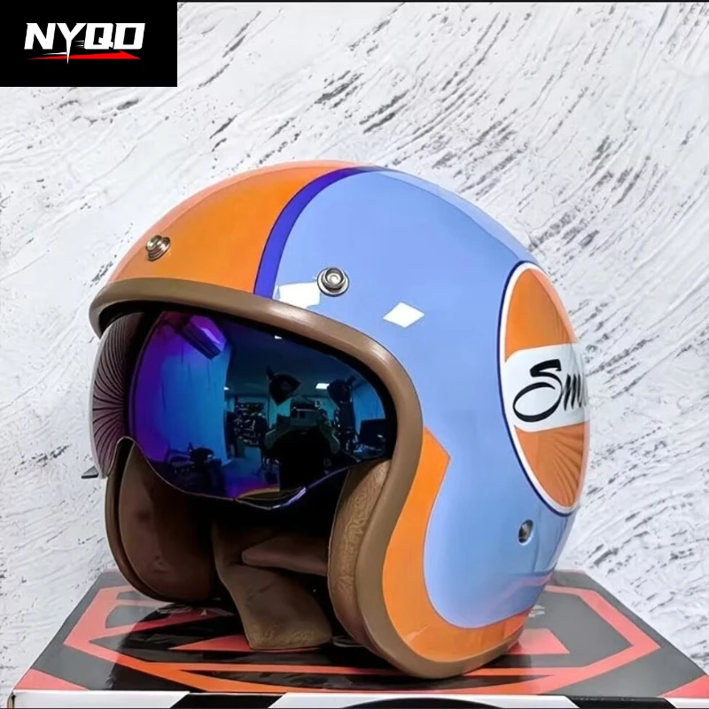 

ORZ - Retro Motorcycle Helmet Men's and Women's Motorcycle Cruising Helmet Four Seasons 3/4 Half Helmets Casco Motocross