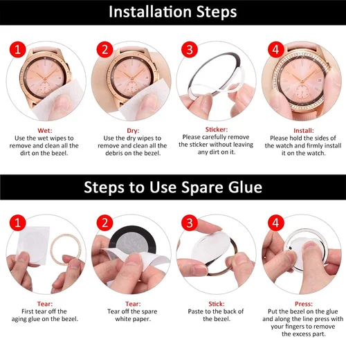 Imagen 2 del producto Bisel de diamante para Samsung Galaxy Watch Gear S3 Frontier funda protectora anillo de parachoques de Metal Galaxy Watch 4 Classic 42mm 46mm