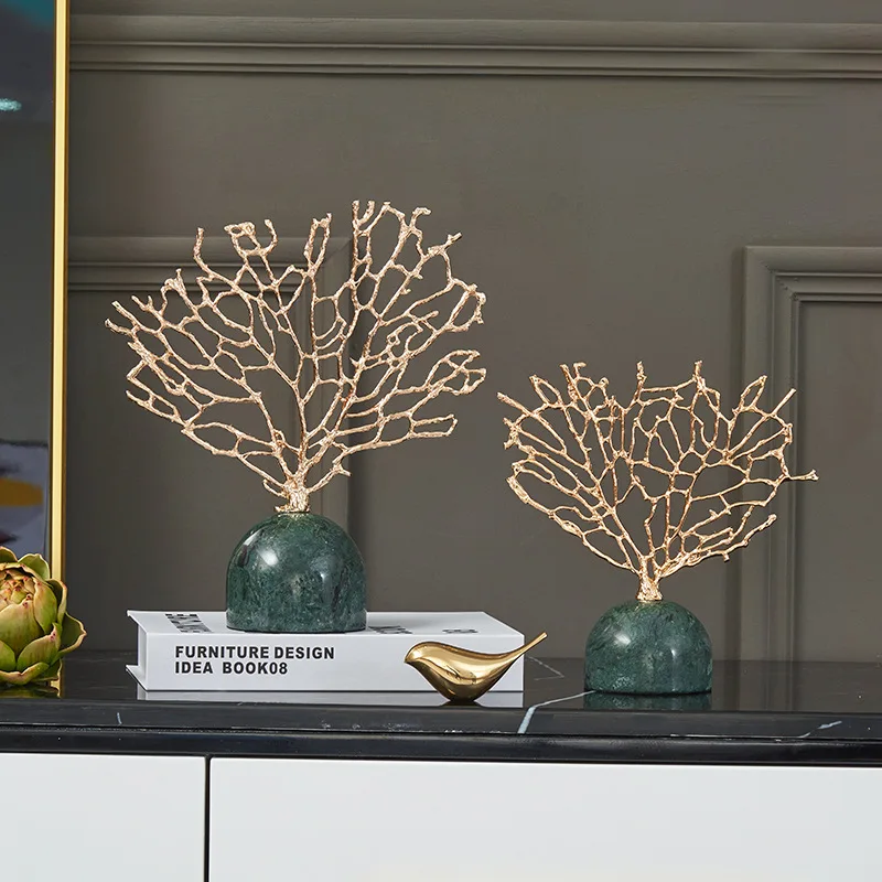 

Creativity Marble Metal Tree Handicraft Furnishings Imitation Plants Coral Modern Home Decoration Accessories Ornaments
