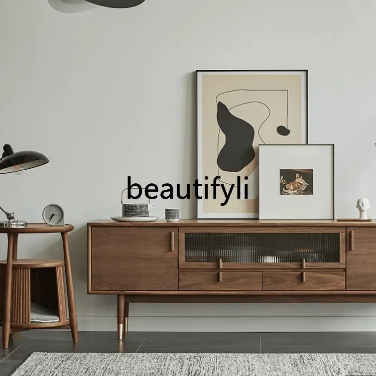 

1184A Black walnut TV cabinet Solid wood simple TV cabinet
