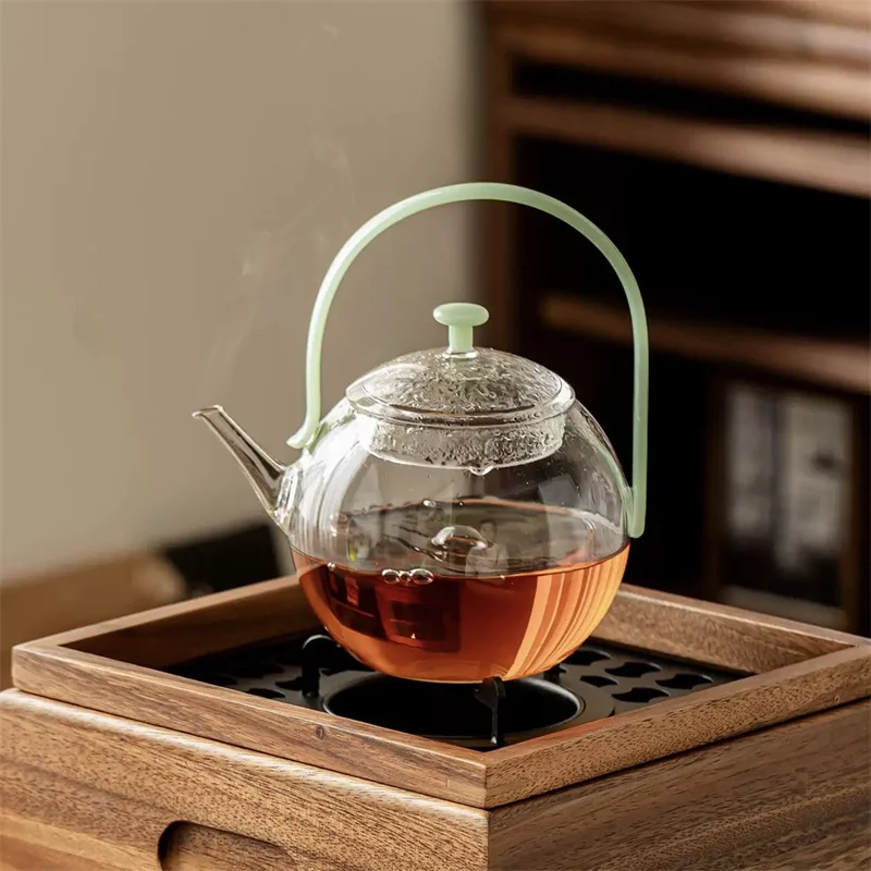 

700 мл изысканный термостойкий чайник из боросиликатного стекла, бытовой пивоваренный зеленый чайник, чайник, чайник, чайный сервиз кунг-фу