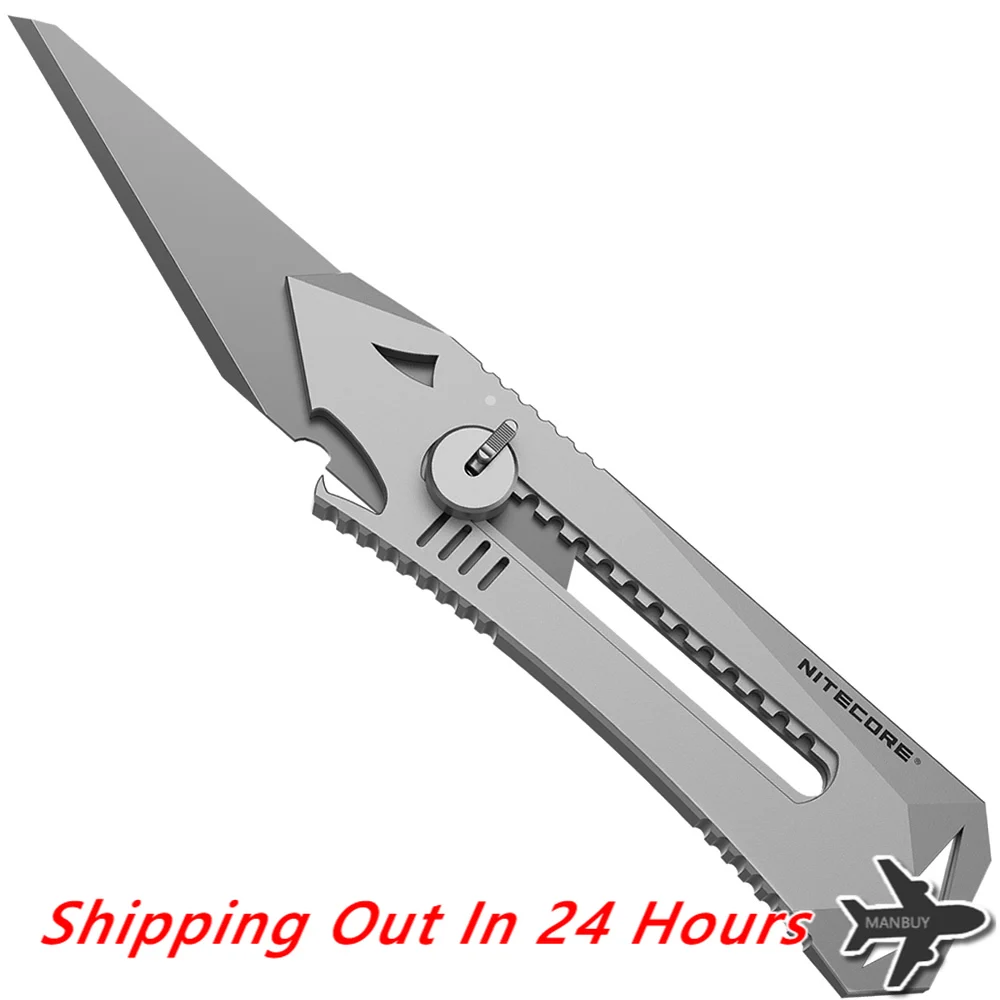 

Nitecore NTK10 Titanium Utility Knife Self-defense Multi-Functional Retractable Outdoor Hunting Camping Fishing EDC Tools Silver