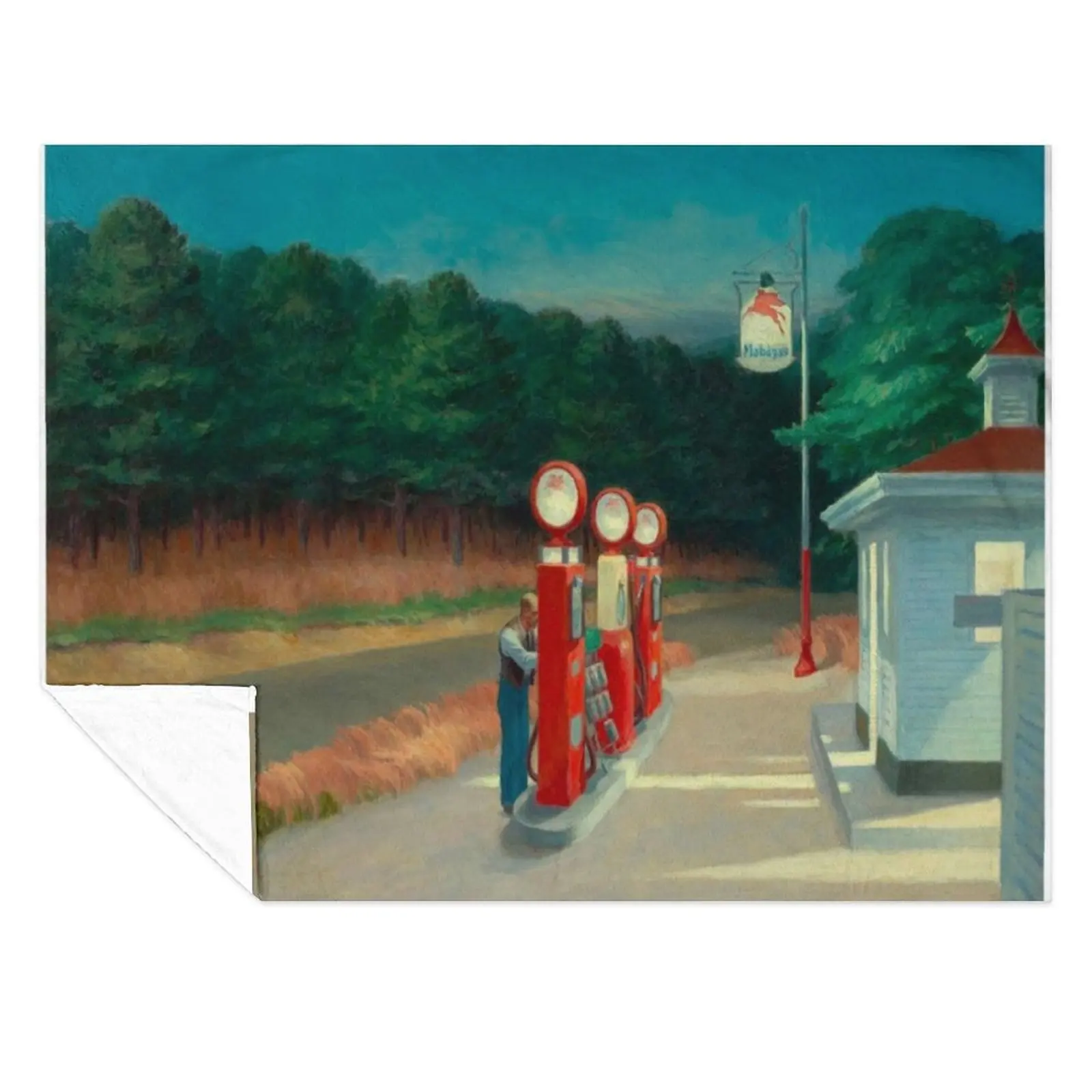 

Edward Hopper - Gas, Art reproduction Throw Blanket Bed linens For Decorative Sofa for babies Personalized Gift Blankets