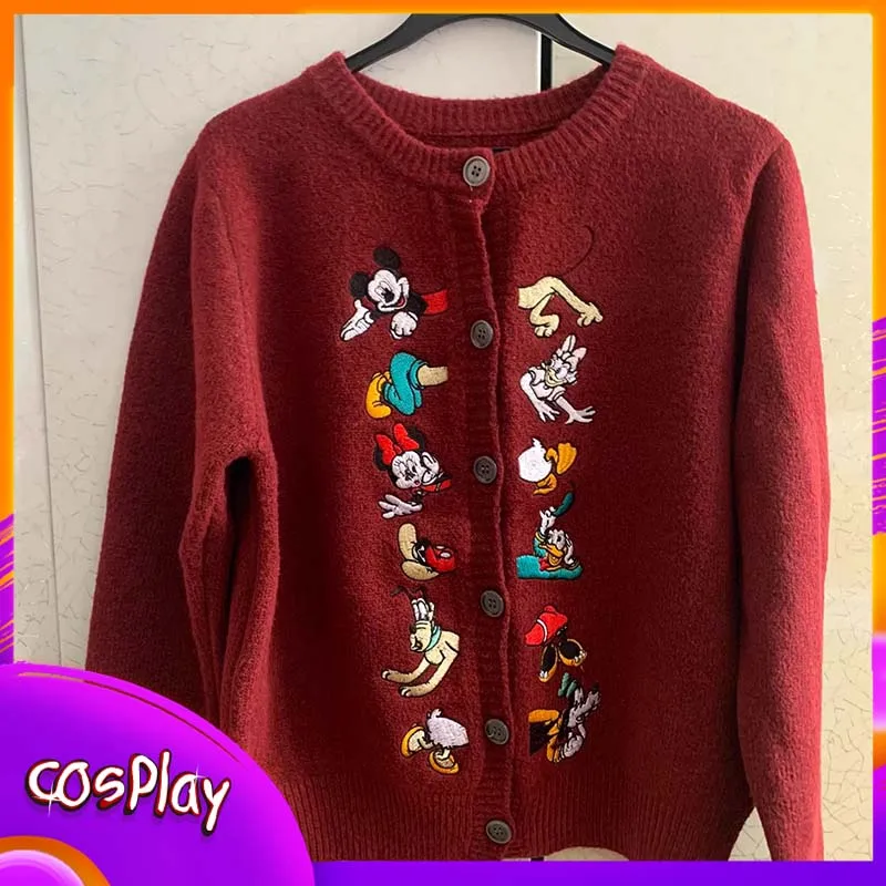 

Свитер с Микки Диснеем, вязаный свитер с круглым вырезом, модный ленивый женский кардиган, повседневная модная одежда, свободный пуловер, подарок