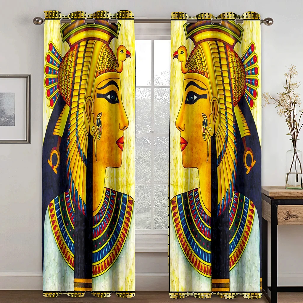 Egyptian Curtains for Living Room Bedroom Egypt Hieroglyphics Old Logographic Details and Alphabetic Elements Window Drapes Home