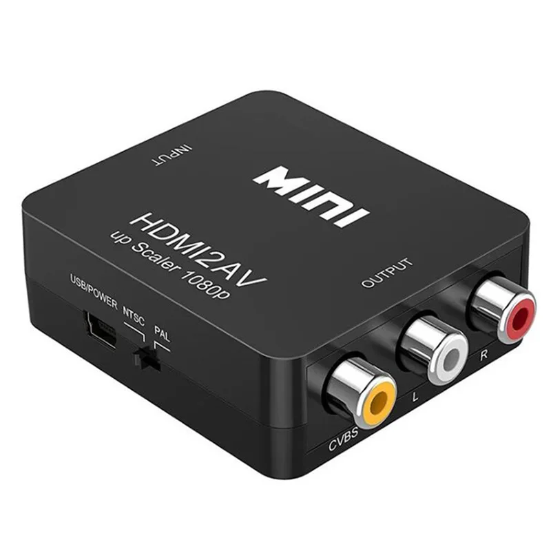 HDMI compatible AV RCA adapter mini box RCA AV CVSB LR video composite AV scaling converter suitable for PC HDTV projectors