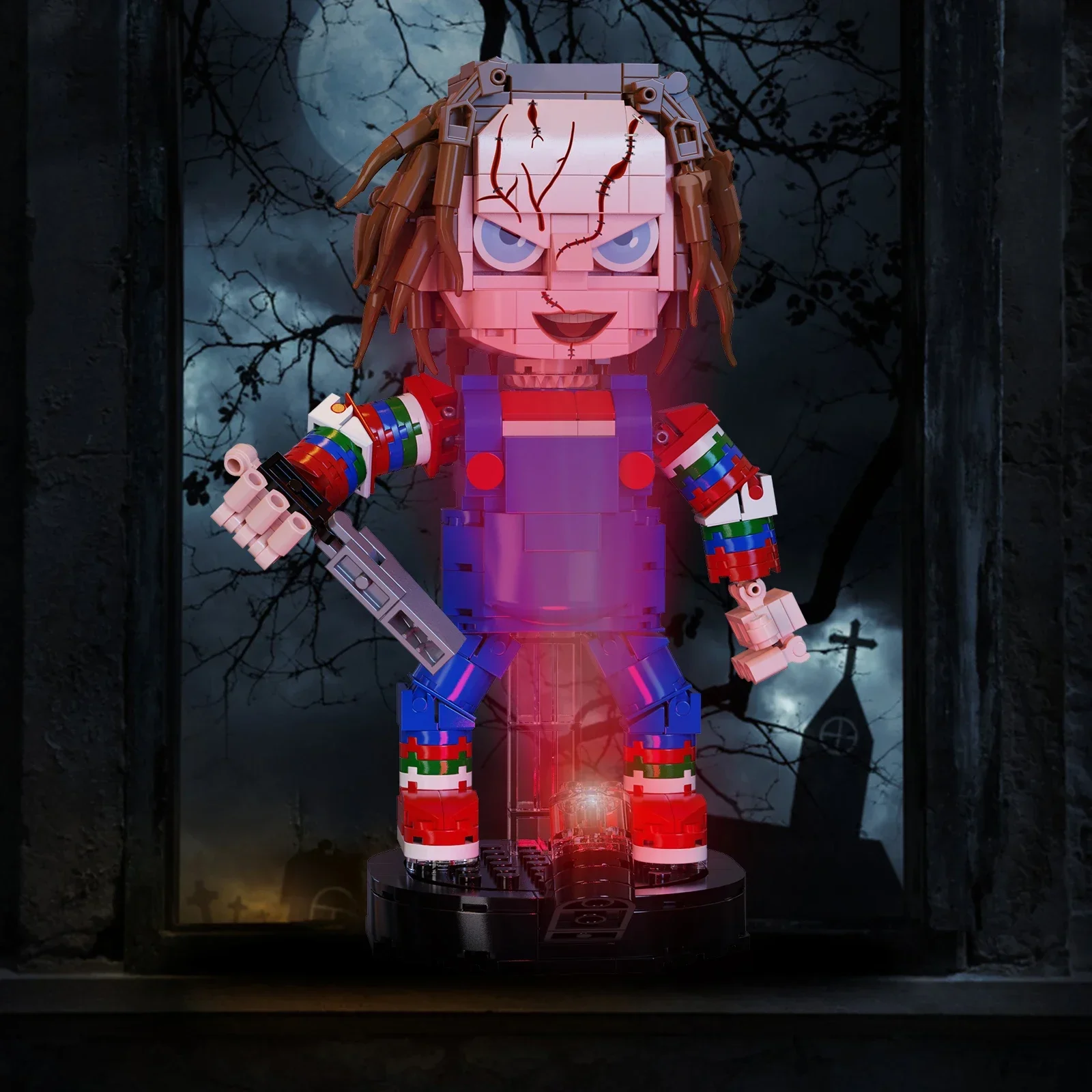 Chucky Brickheadz Building Blocks ชุดจาก Childs-Play Movie, สยองขวัญตัวเลขของเล่นสําหรับของขวัญฮาโลวีน (494 ชิ้น)