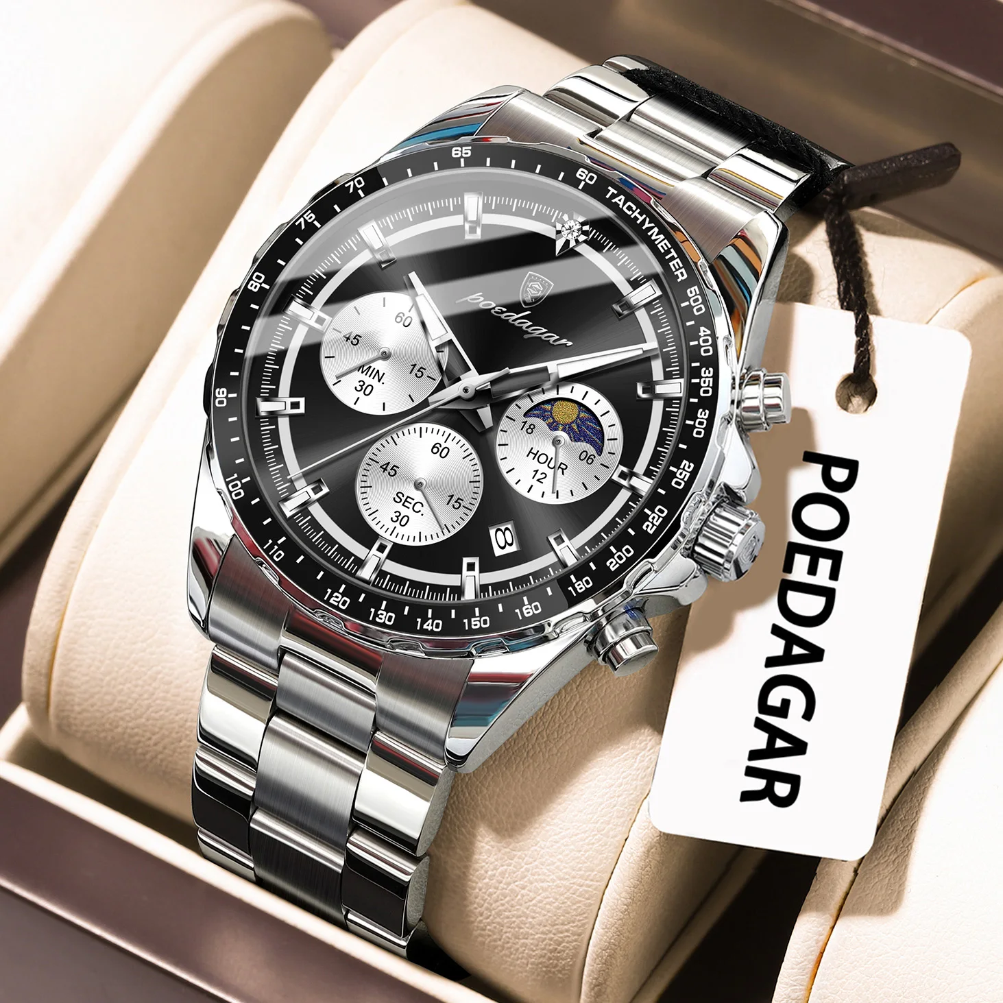 Men's Luxury Waterproof Chronograph Quartz Watch, Elegant