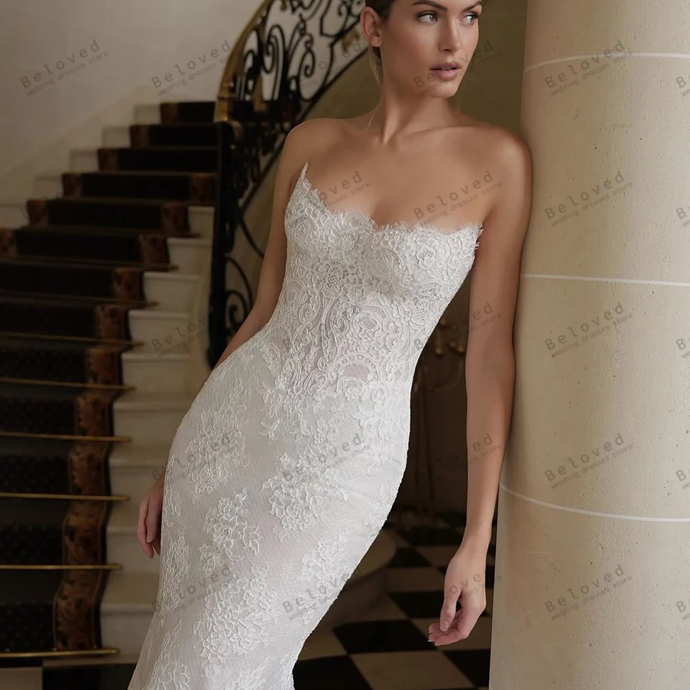 

Exquisite Wedding Dresses Modern Bridal Gowns Lace Appliques Strapless Backless Robe Vestidos De Novia Glamorous Customized 2025