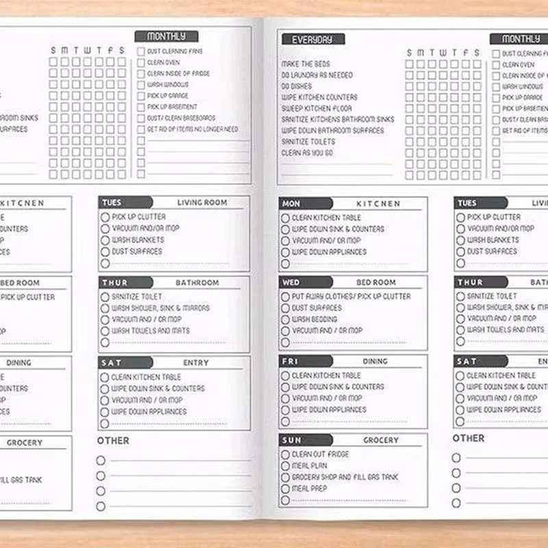 The Newcleaning Planner Chore List For Adults Cleaning Checklists Planner And Organizer Daily Weekly And Monthly Checklists